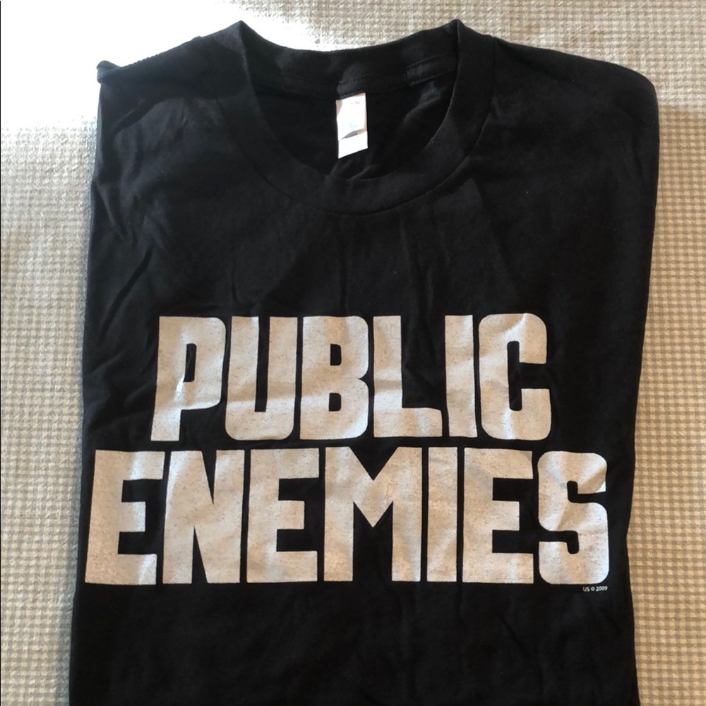 PUBLIC ENEMIES Movie Promo T-Shirt Black/White L Johnny Depp Christian Bale #915